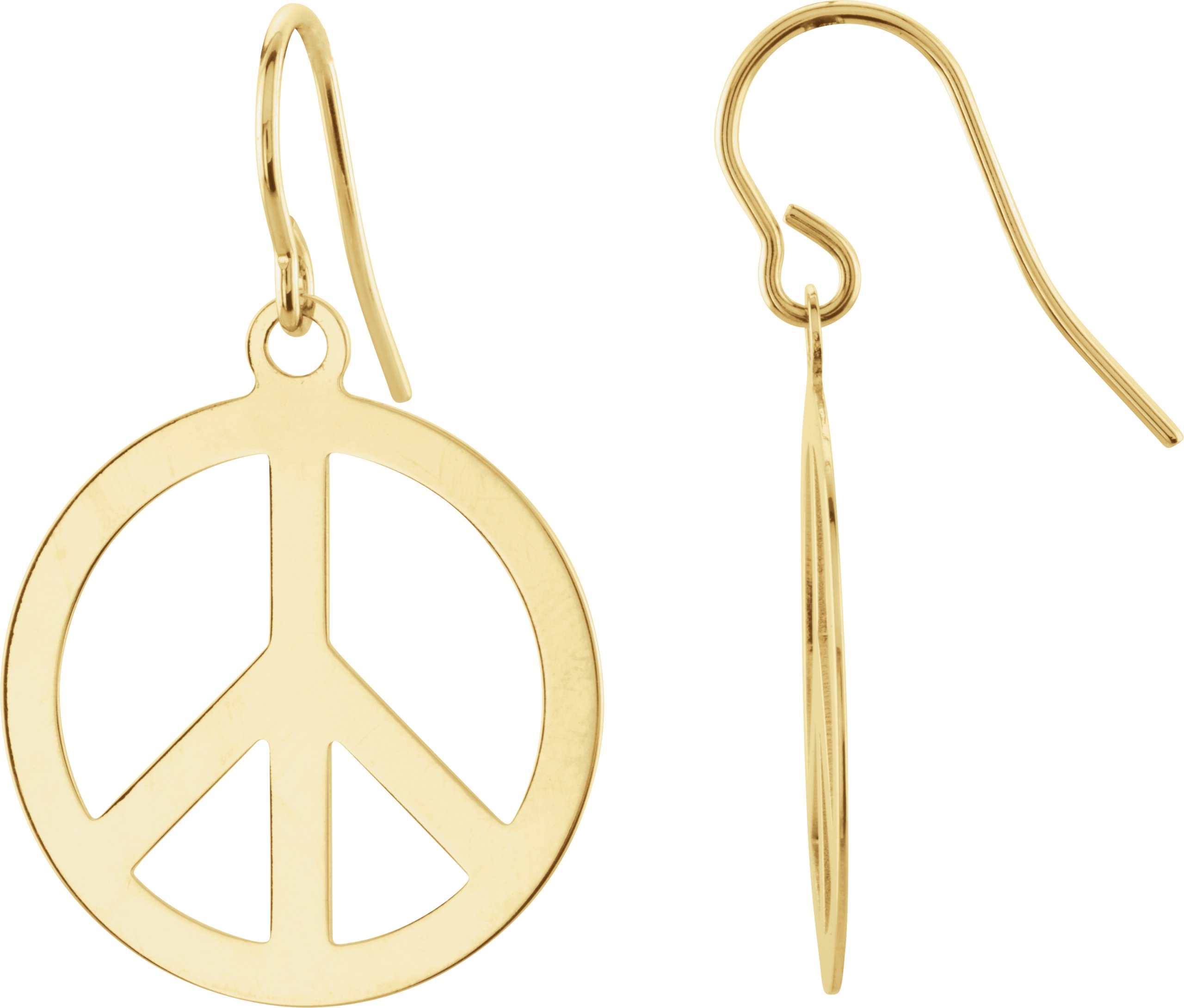 14K Yellow Peace Sign Earrings