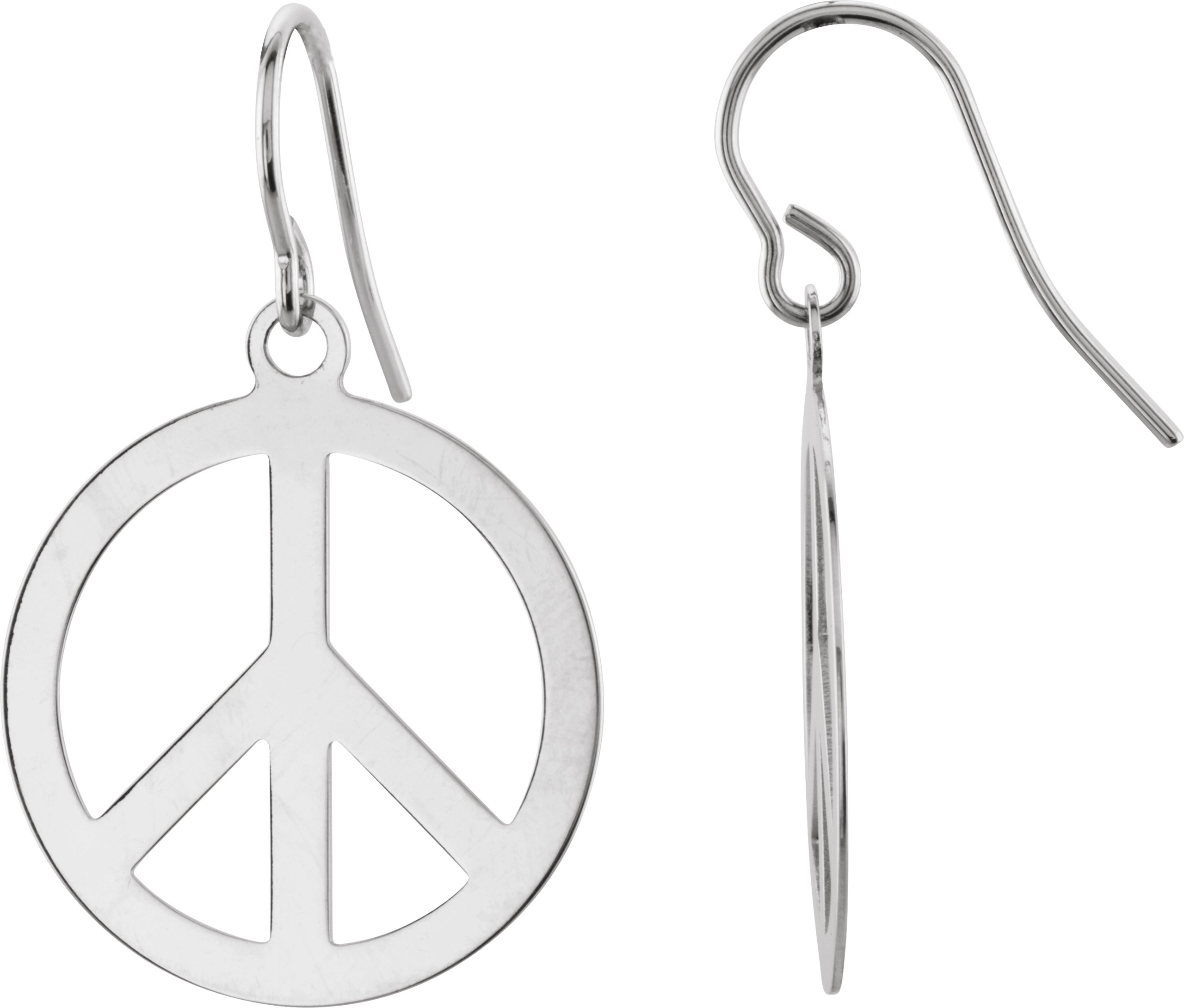 14K White Peace Sign Earrings