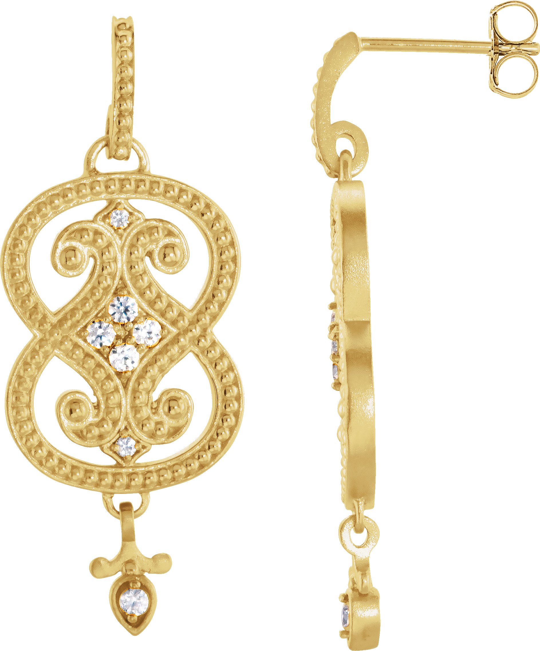 1/6 CTW Natural Diamond Earrings – 14K Yellow Gold