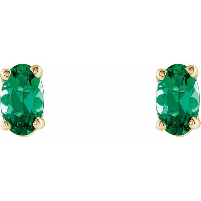 14K Yellow Natural Emerald Earrings