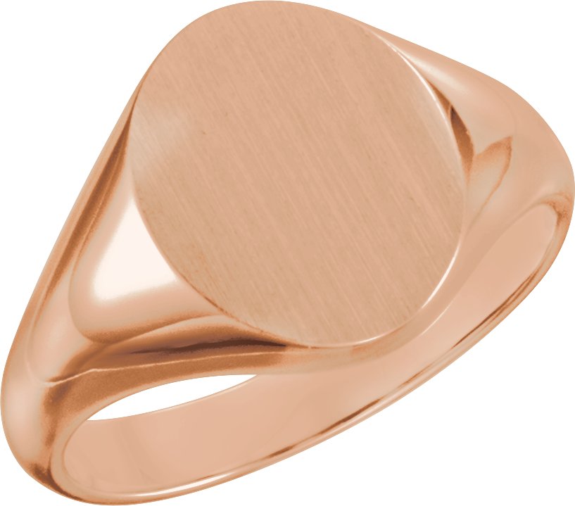 14K Rose Oval Signet Ring