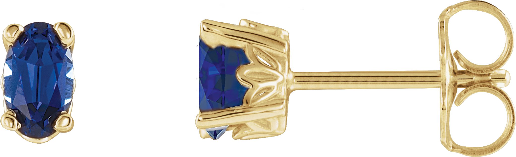 14K Yellow Lab-Grown Blue Sapphire Earrings