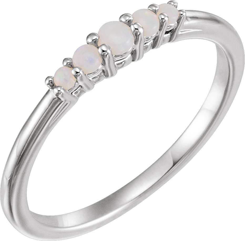 Sterling Silver Natural White Opal Ring