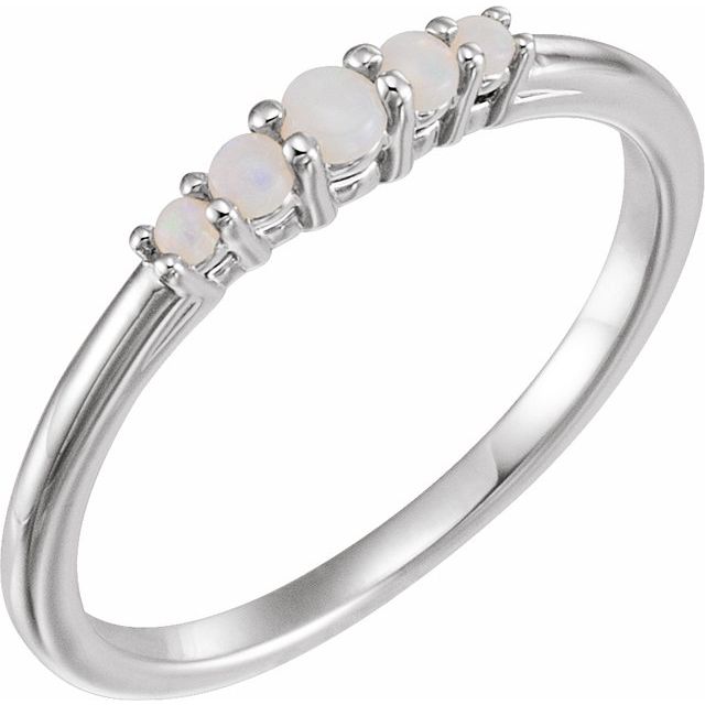 Sterling Silver Natural White Opal Ring
