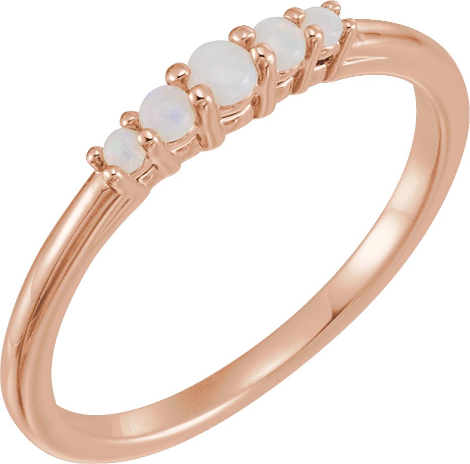 14K Rose Natural Opal Graduated Cabochon Ring