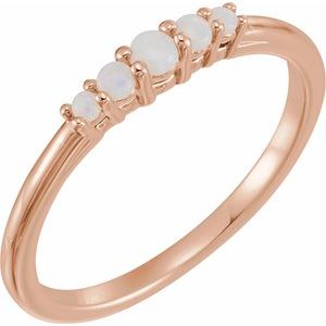 14K Rose Natural Opal Graduated Cabochon Ring