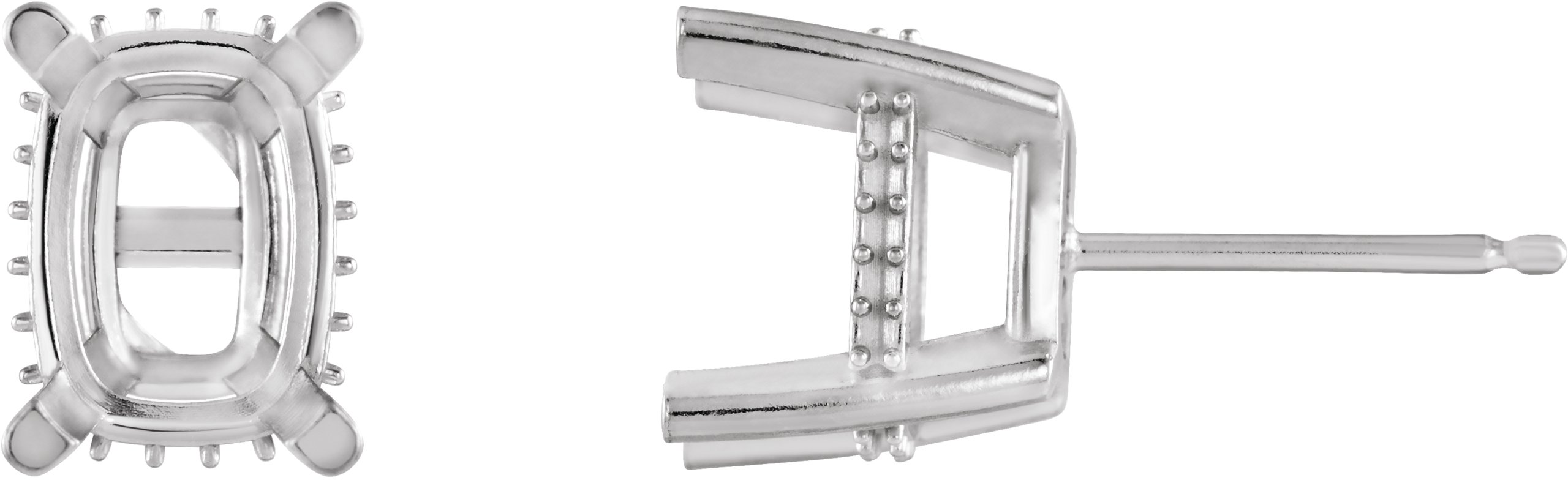 Elongated Cushion 4-Prong Hidden Halo-Style Stud Earrings
