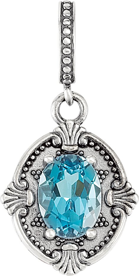 Sterling Silver Natural Swiss Blue Topaz Pendant 