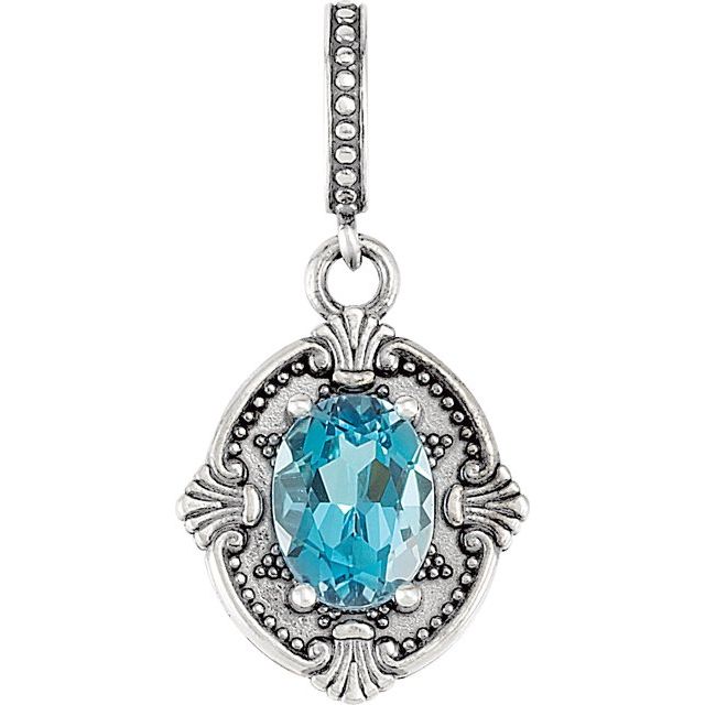 Sterling Silver Natural Swiss Blue Topaz Pendant 