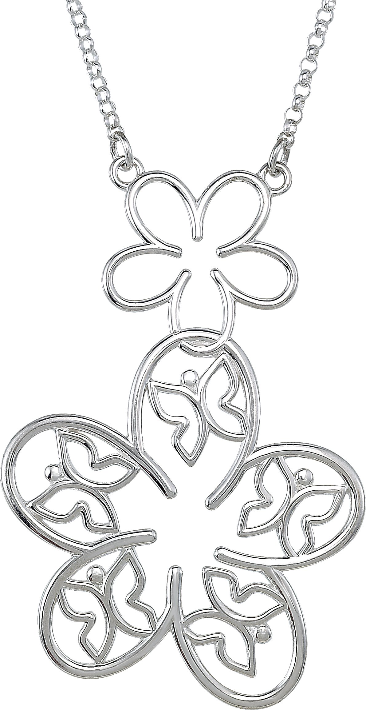 Sterling Silver Flower & Butterfly 18" Necklace