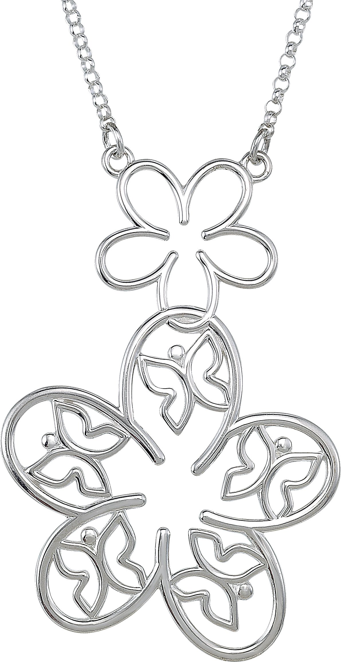 14K White Flower & Butterfly Necklace Center