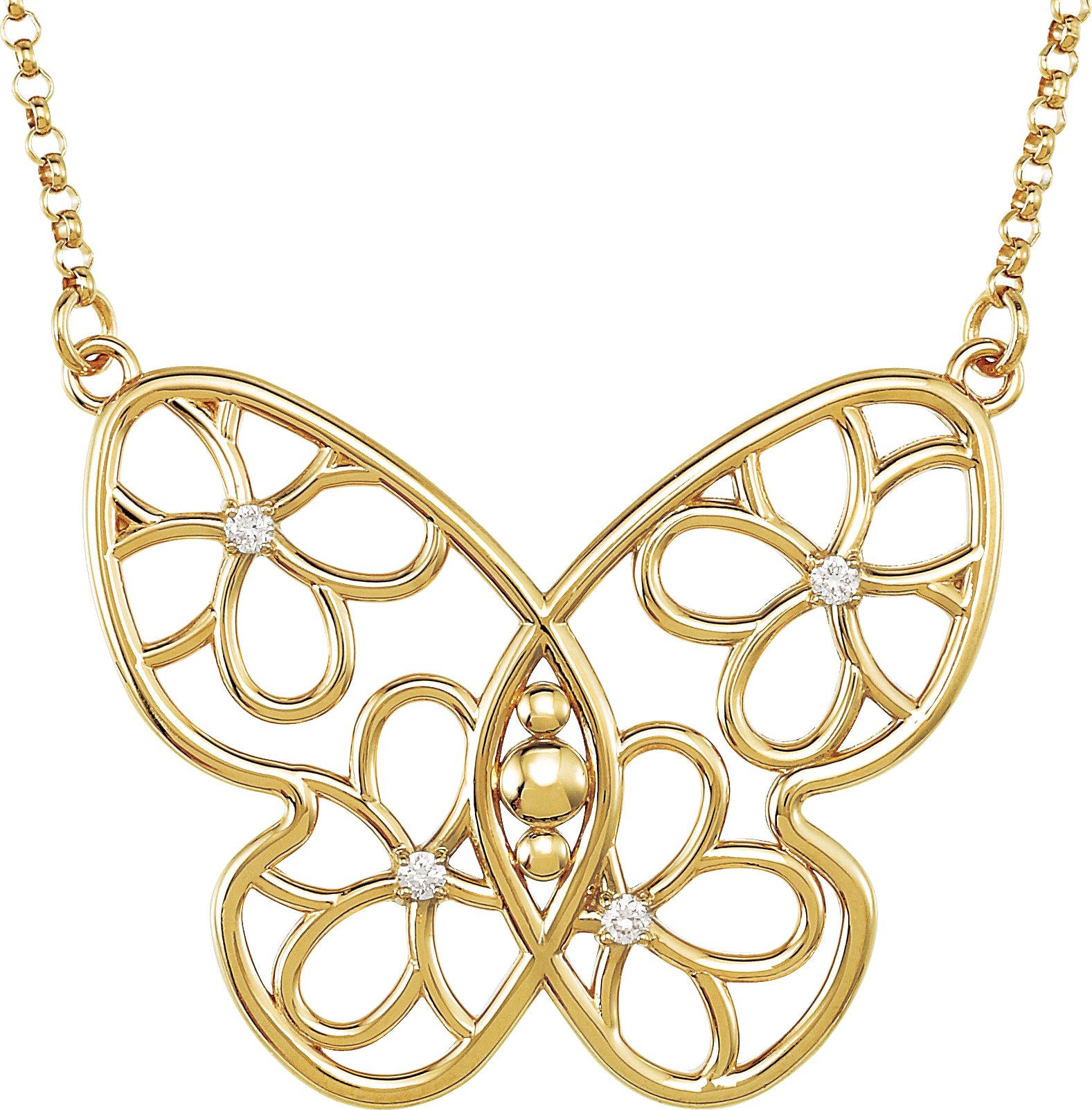 Butterfly & Floral Diamond Necklace or Center Mounting