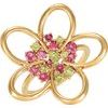 14K Yellow Peridot and Pink Tourmaline Floral Inspired Ring Ref 3417114