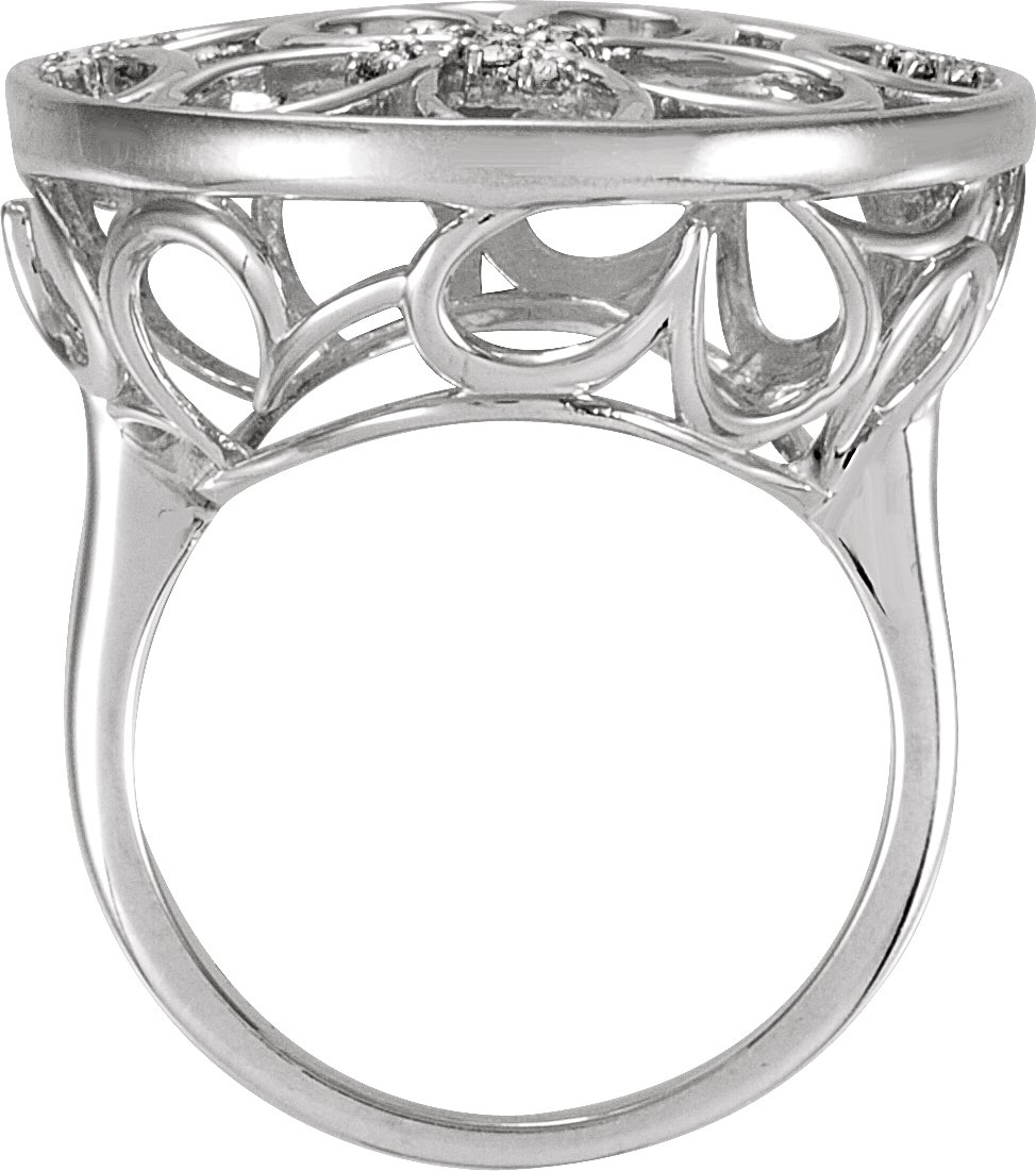 Alternative view of 1/6 CTW Natural Diamond Floral Ring – Sterling Silver