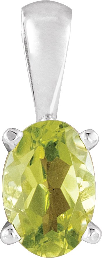 14K White Natural Peridot Pendant