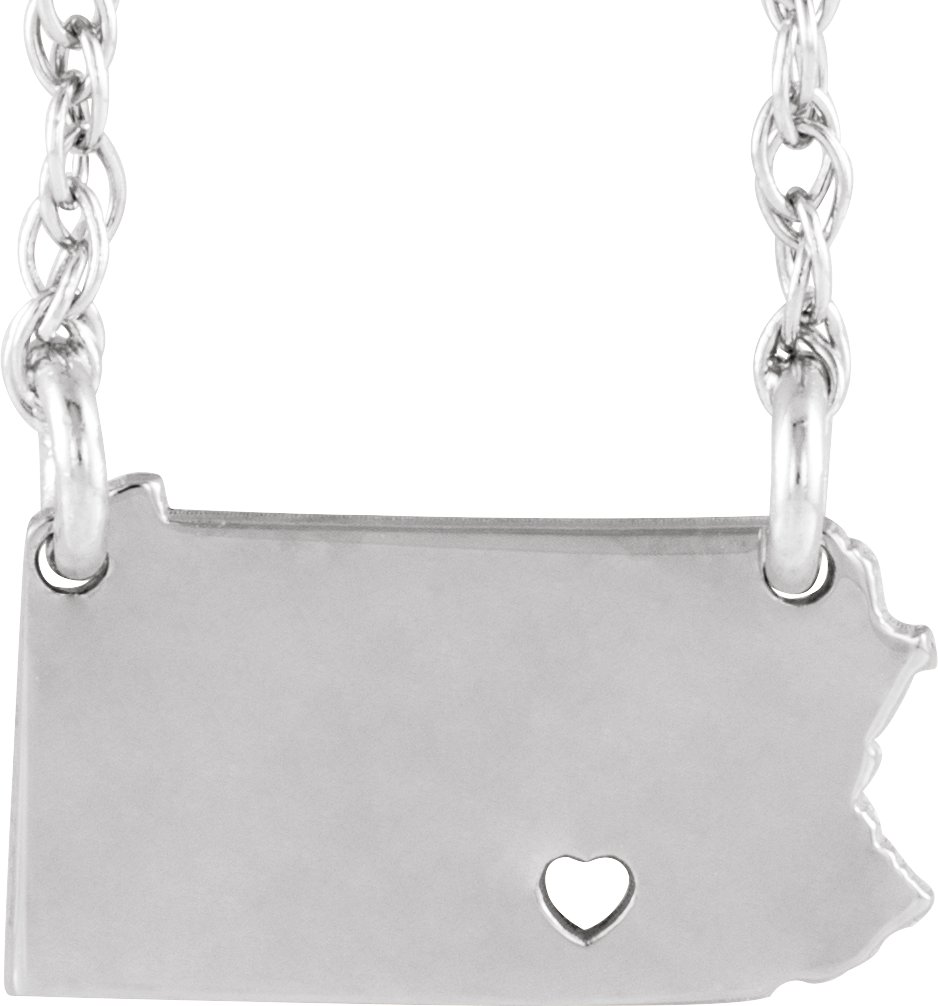 Engravable State with Heart-Pierced City Necklace