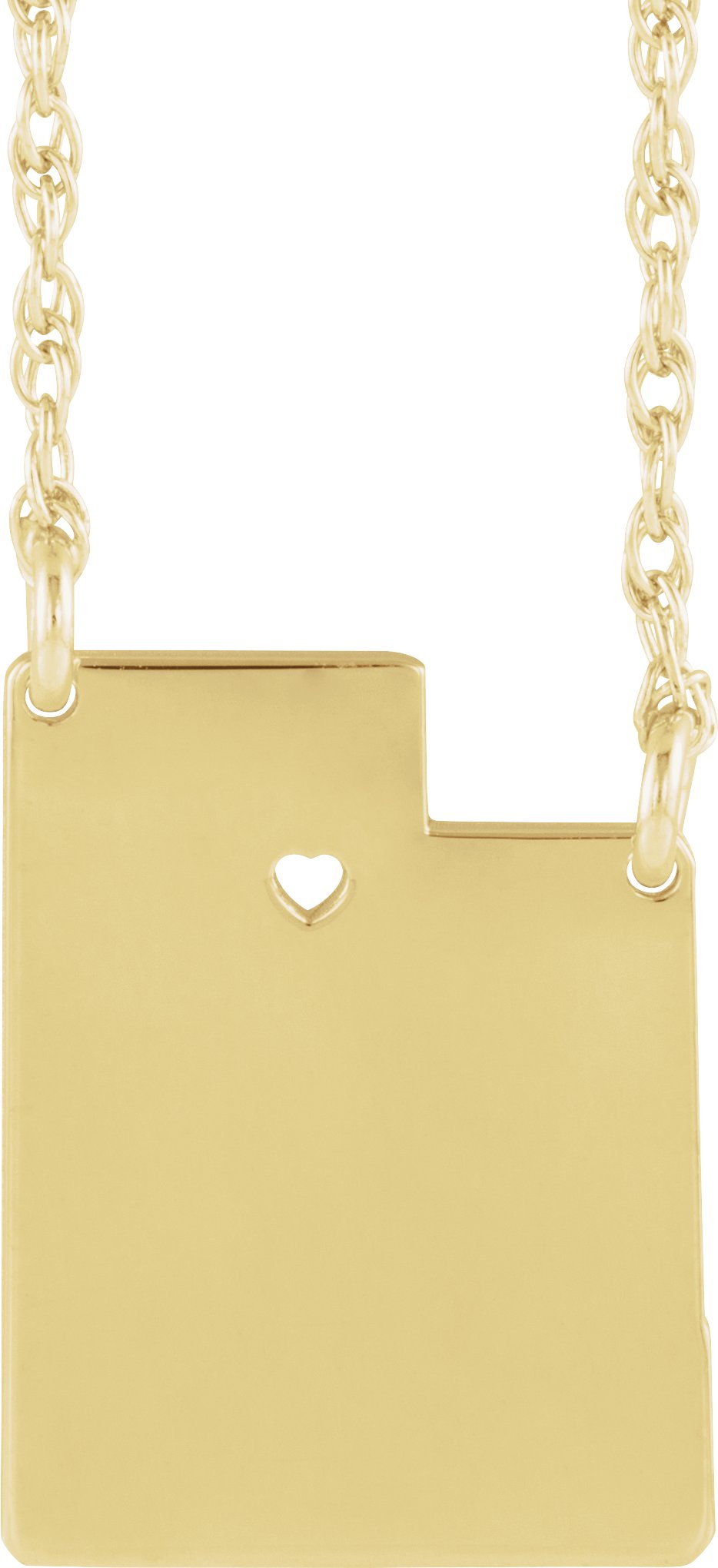 Engravable State with Heart-Pierced City Necklace