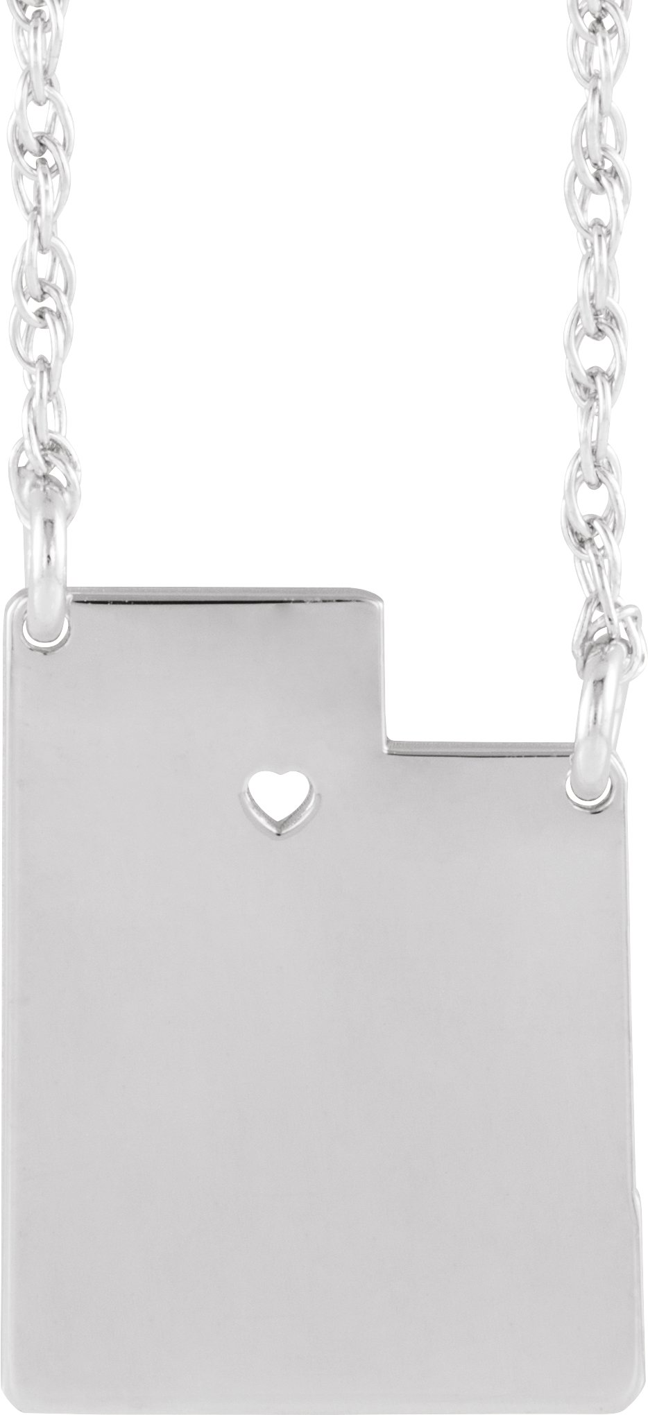 Engravable State with Heart-Pierced City Necklace