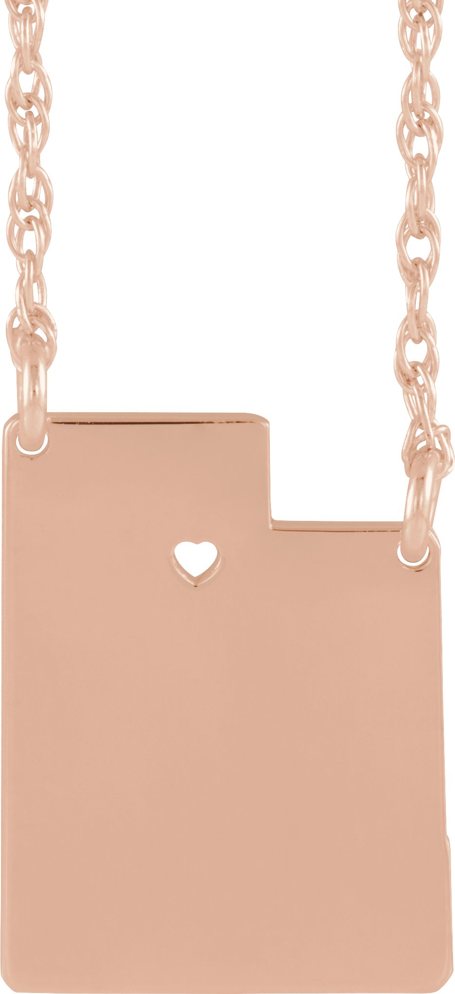 Engravable State with Heart-Pierced City Necklace