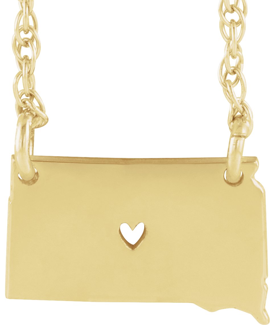 Engravable State with Heart-Pierced City Necklace