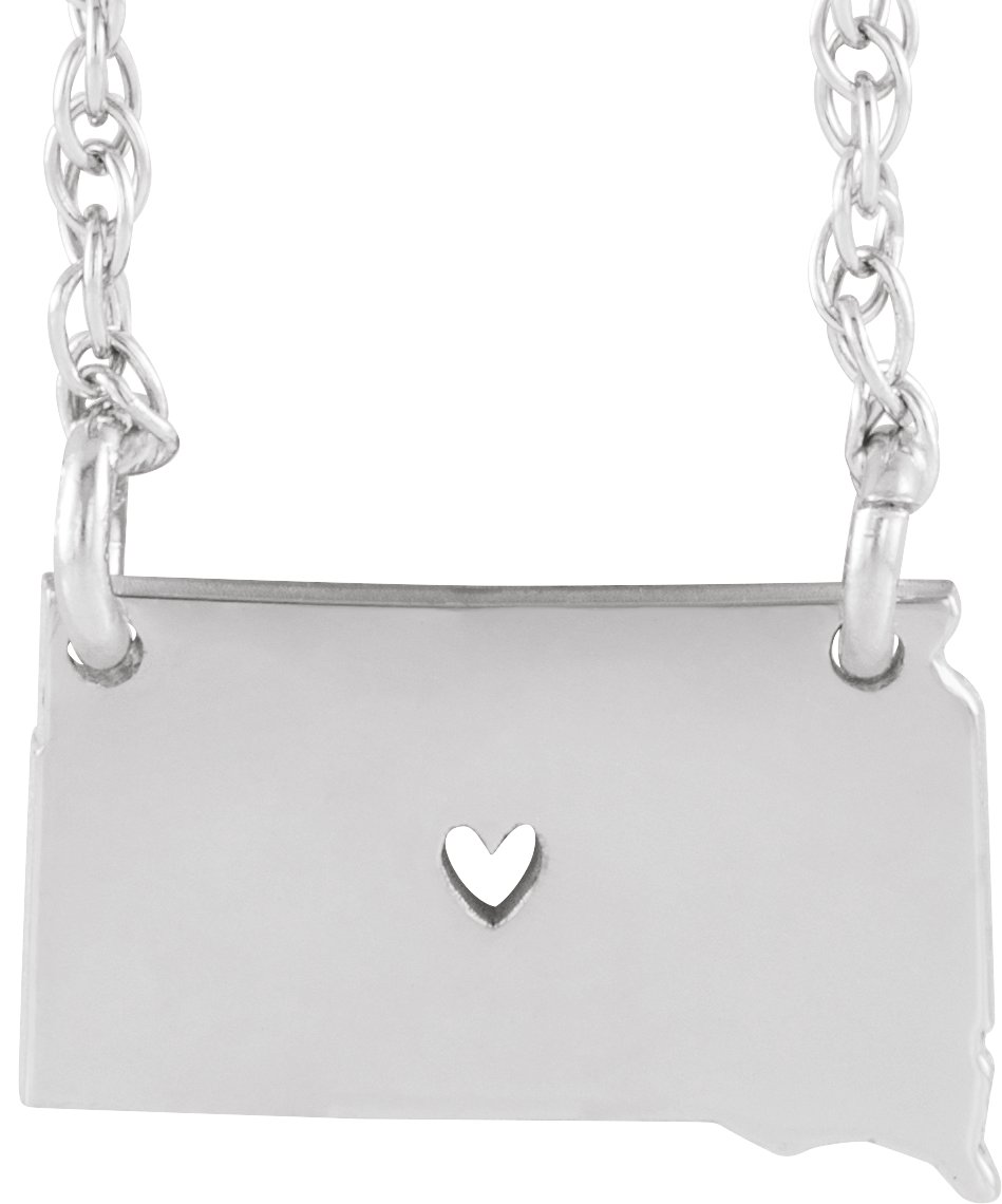 Engravable State with Heart-Pierced City Necklace