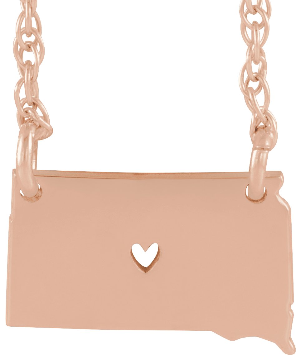 Engravable State with Heart-Pierced City Necklace