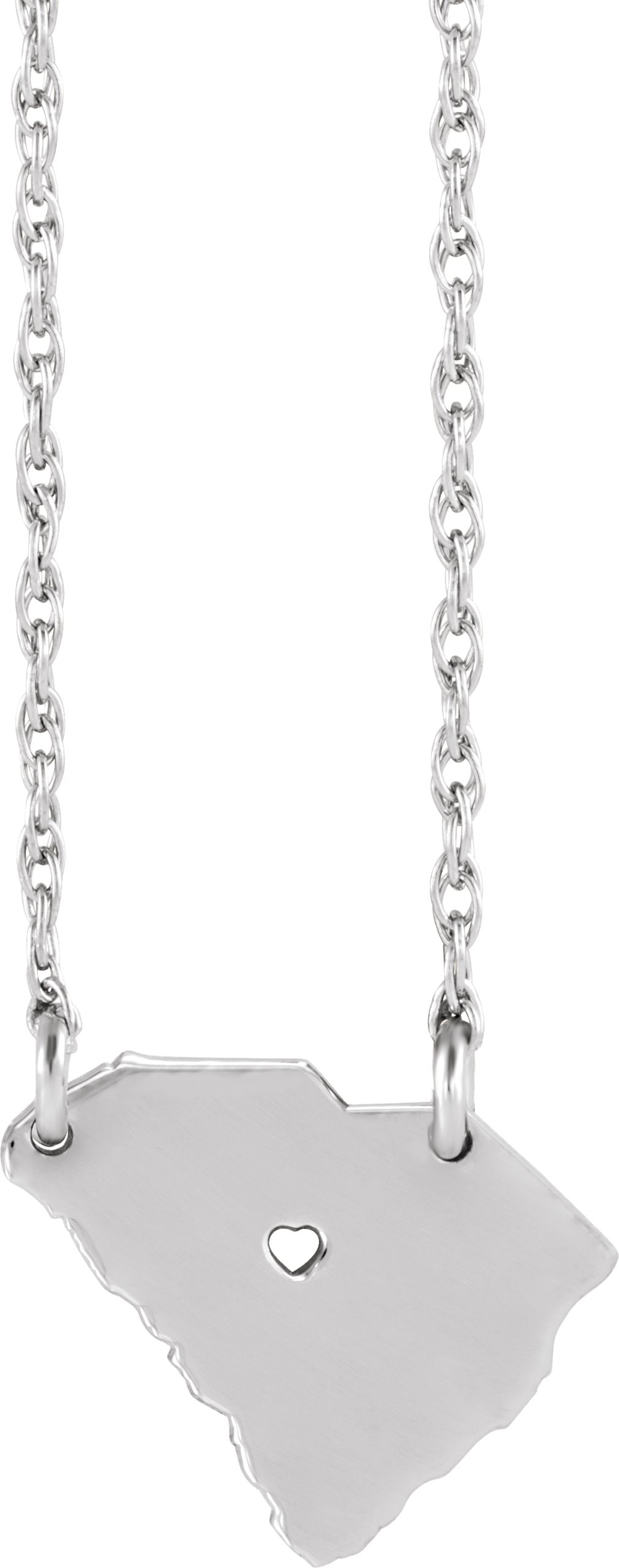 Engravable State with Heart-Pierced City Necklace