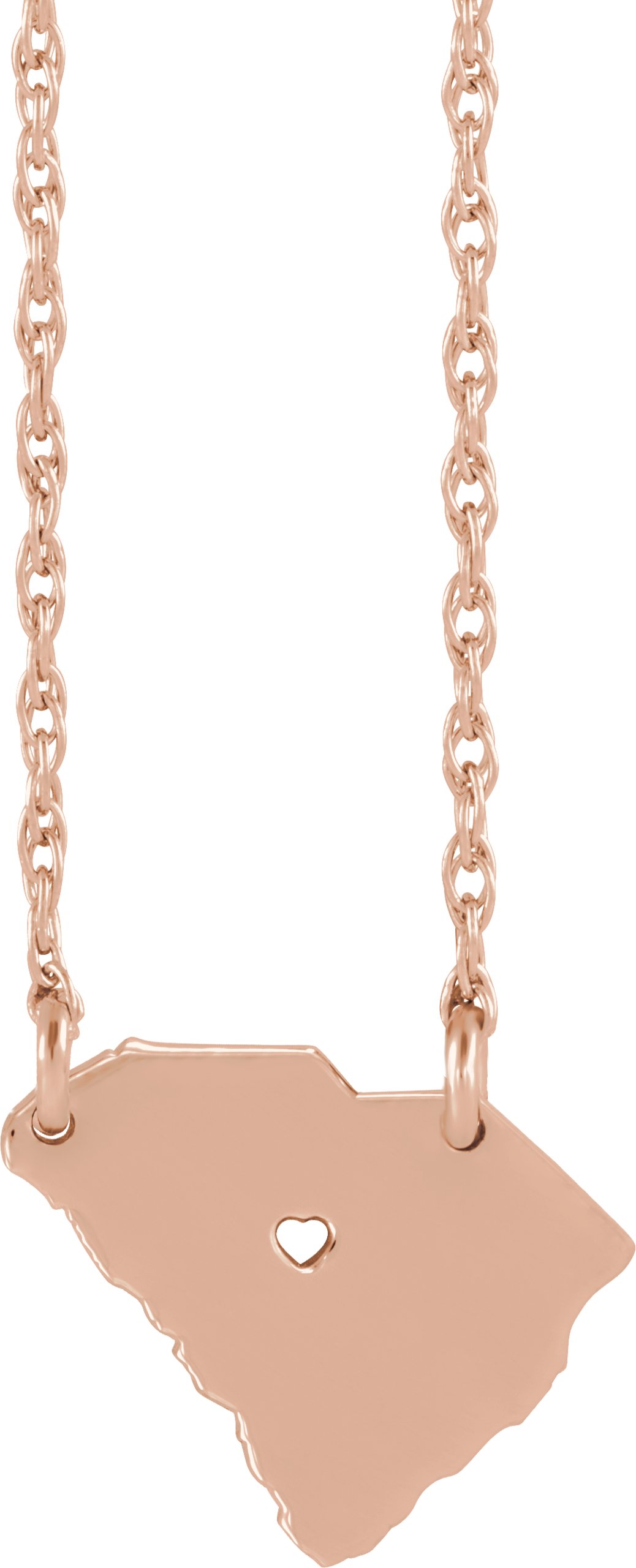 Engravable State with Heart-Pierced City Necklace