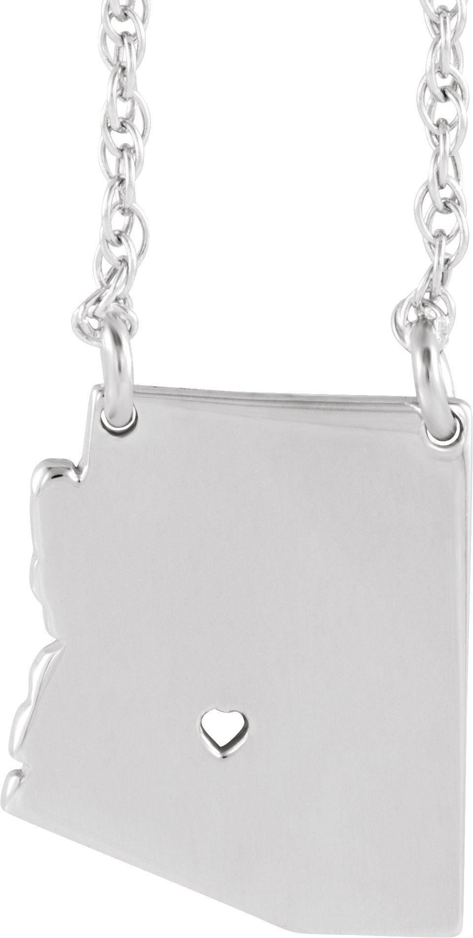 Engravable State with Heart-Pierced City Necklace
