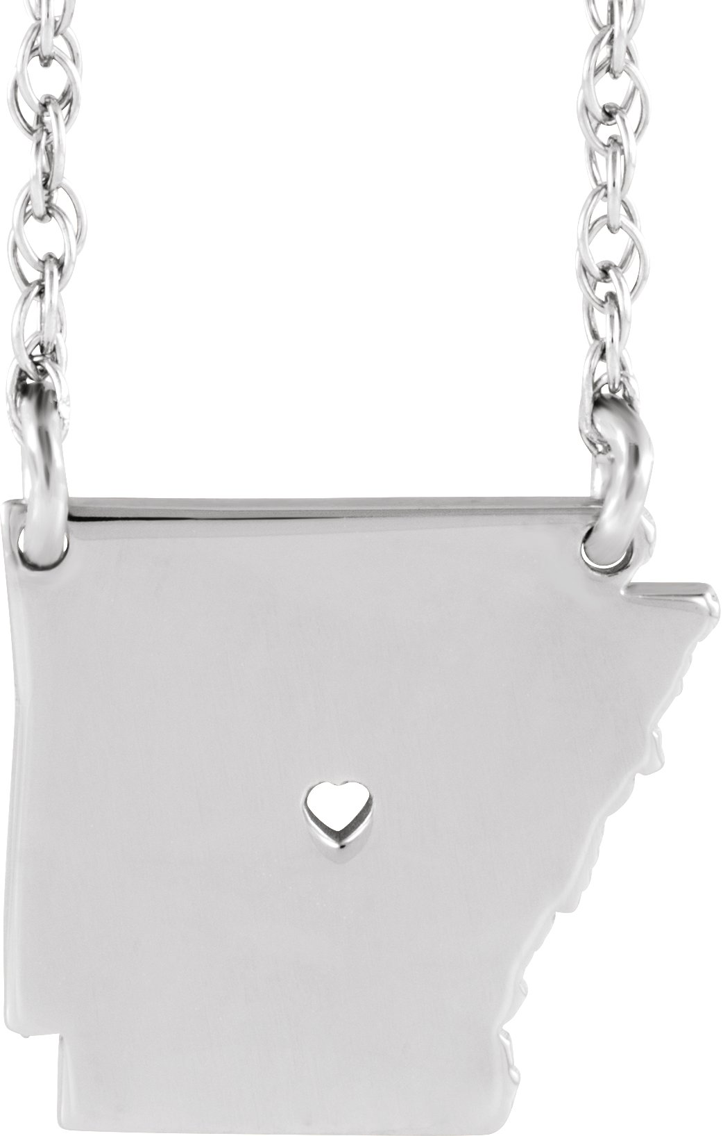 Engravable State with Heart-Pierced City Necklace