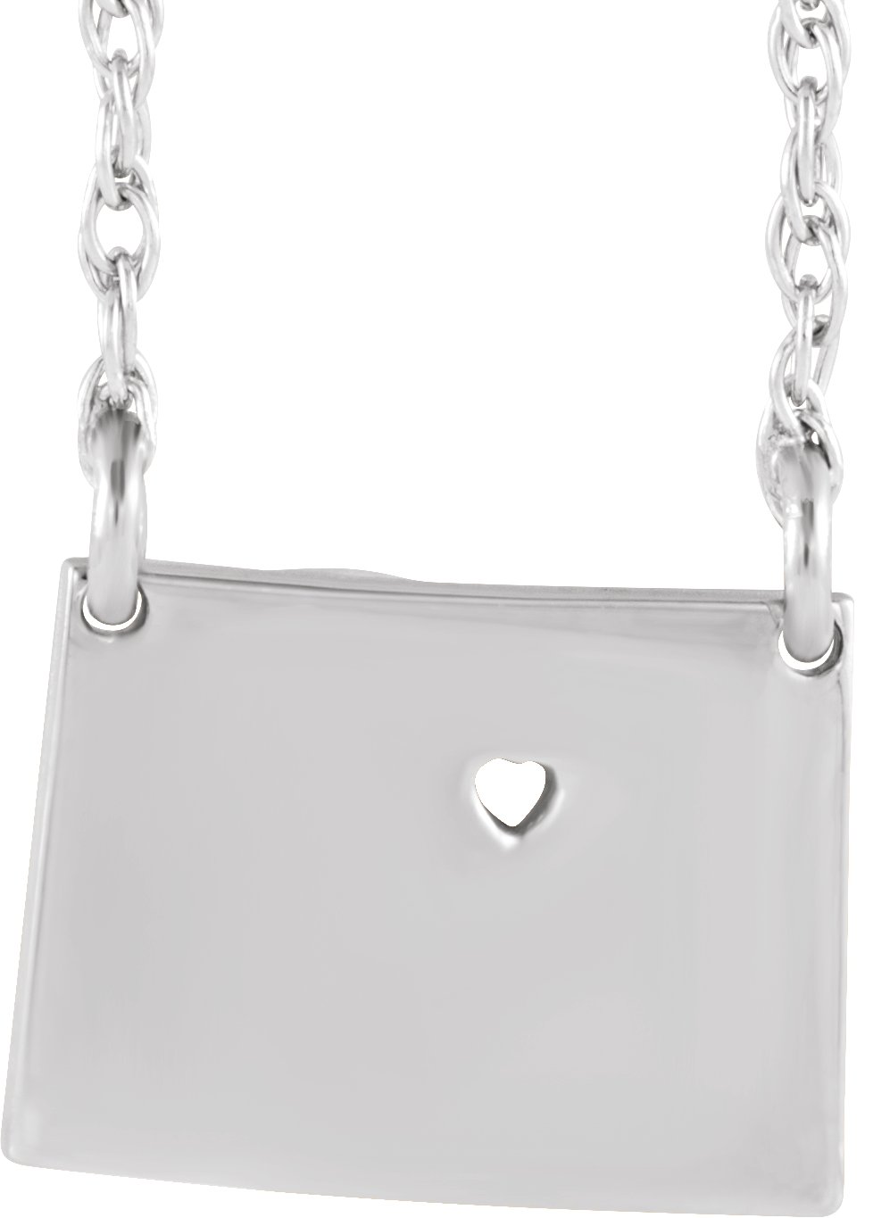 Engravable State with Heart-Pierced City Necklace