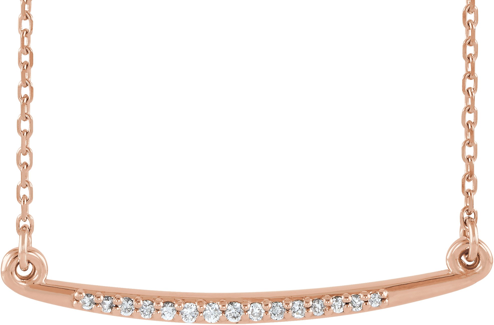 14K Rose .05 CTW Natural Diamond Curved Bar 16-18" Necklace