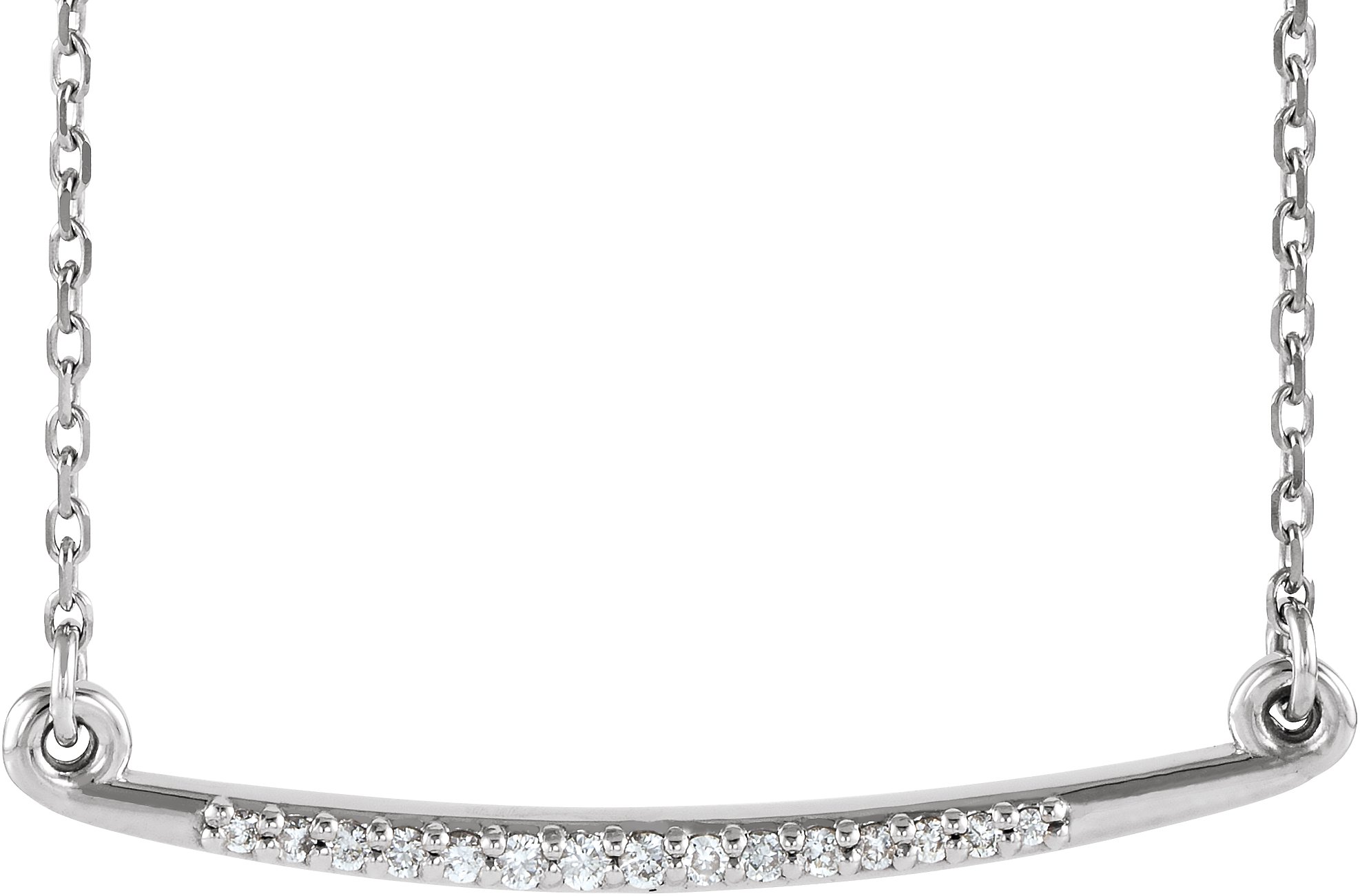 14K White .05 CTW Natural Diamond Curved Bar 16-18" Necklace