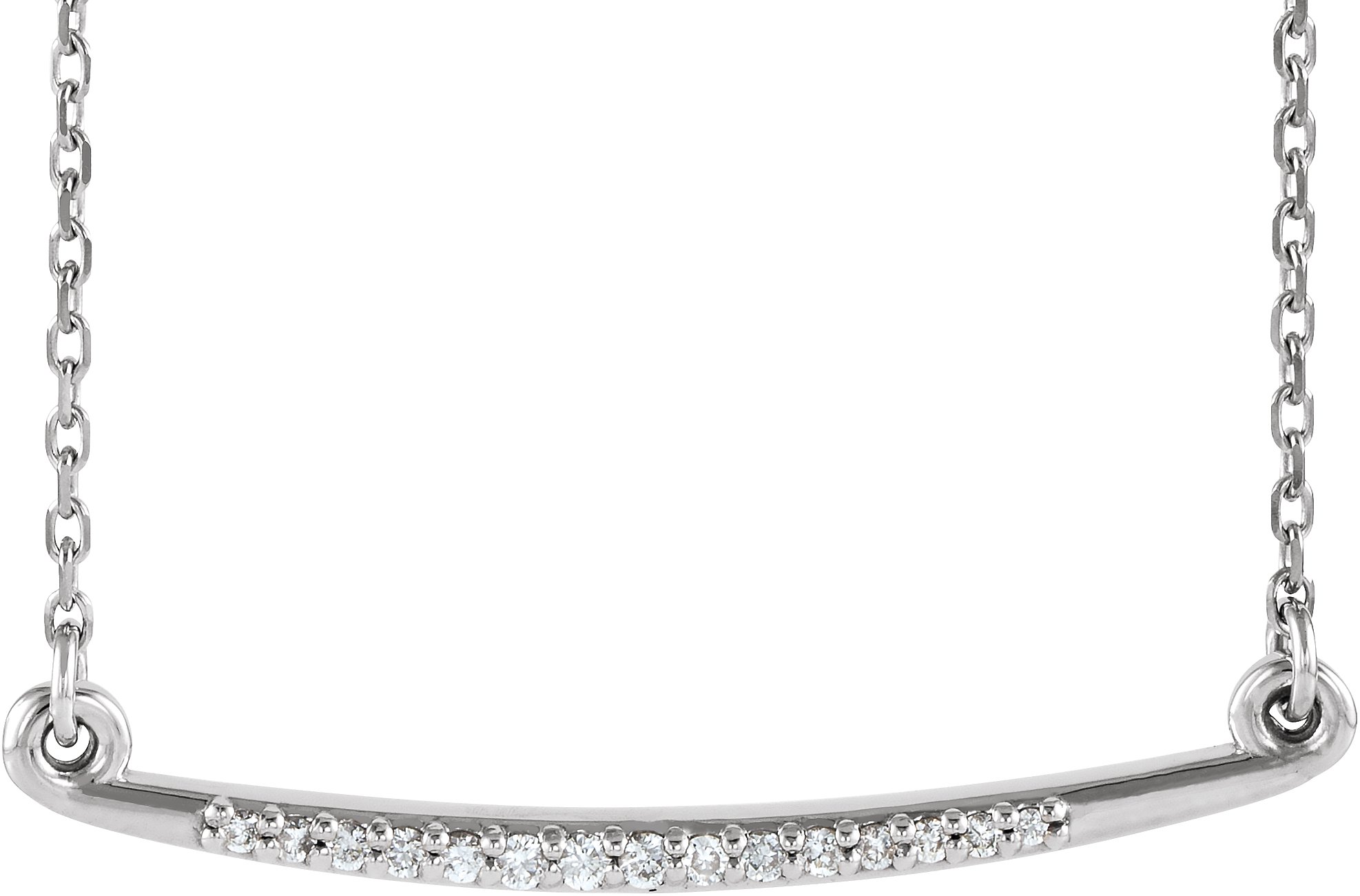 14K White .05 CTW Natural Diamond Curved Bar 16-18