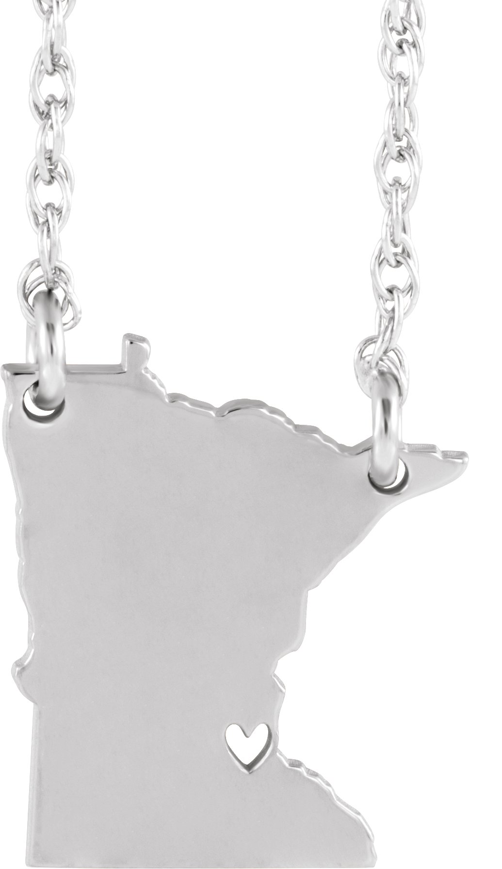 Engravable State with Heart-Pierced City Necklace