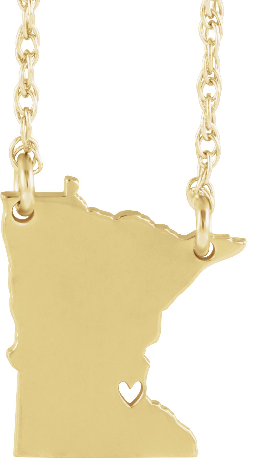 Engravable State with Heart-Pierced City Necklace