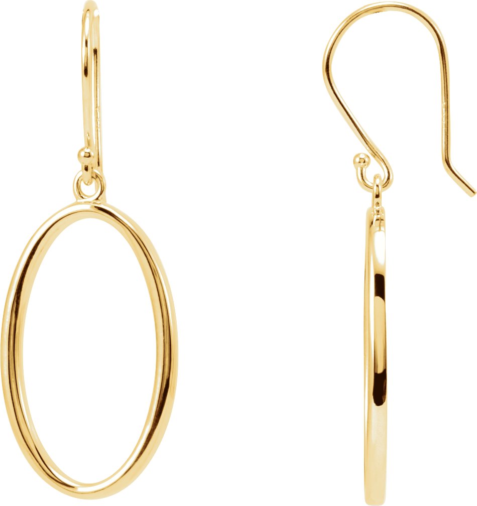 14K Yellow Oval Dangle Earrings