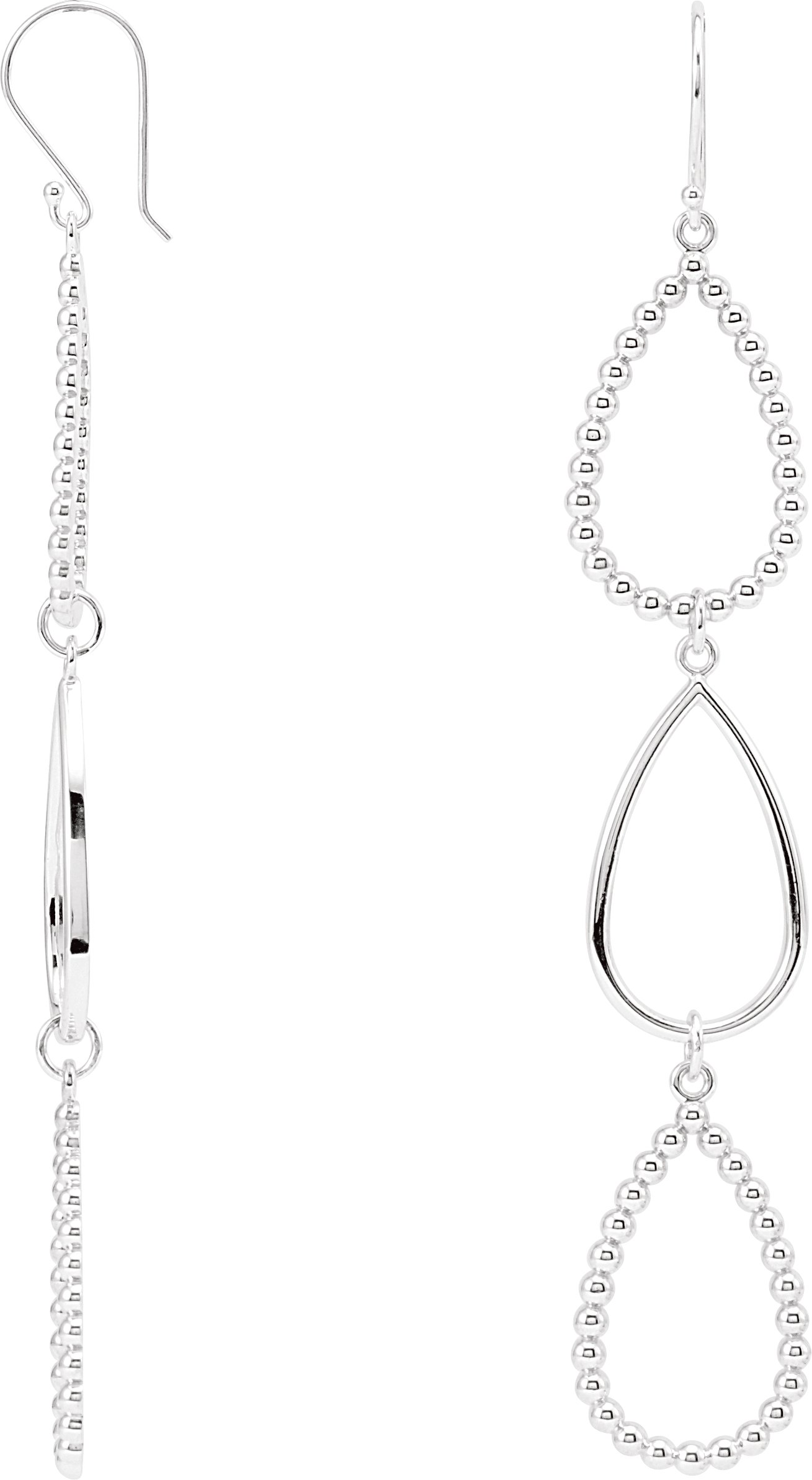 Alternative view of Beaded Open Silhouette Earrings – Sterling Silver