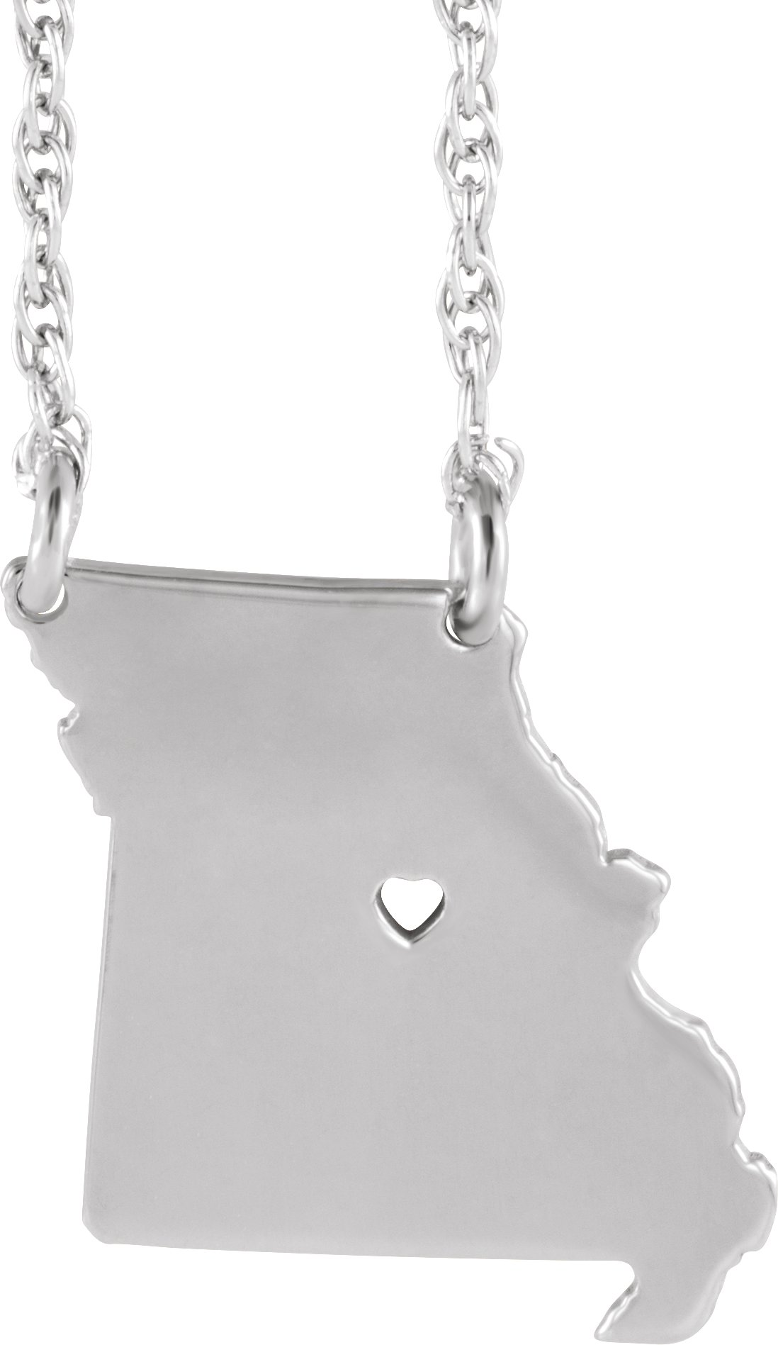 Engravable State with Heart-Pierced City Necklace