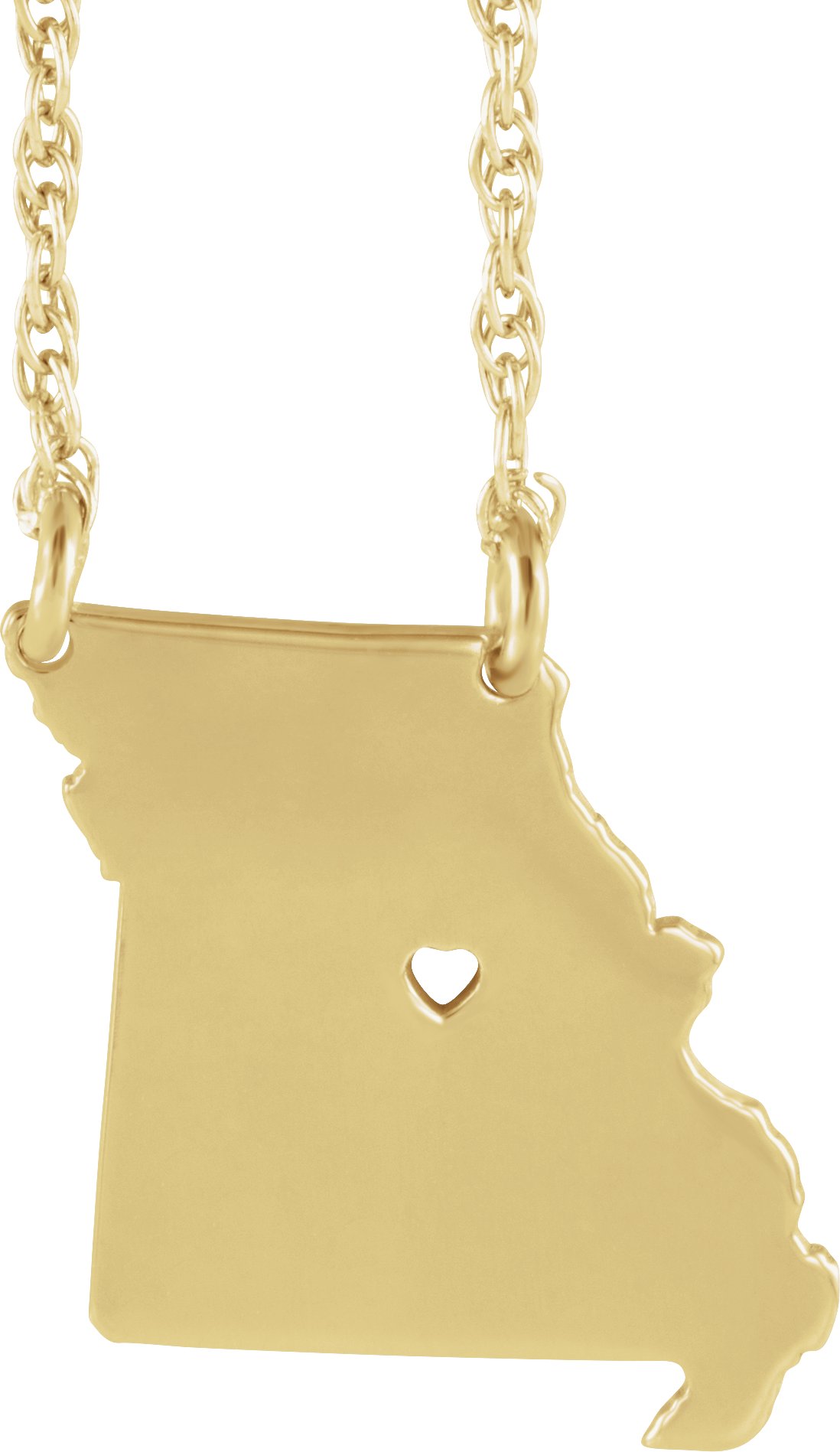 Engravable State with Heart-Pierced City Necklace
