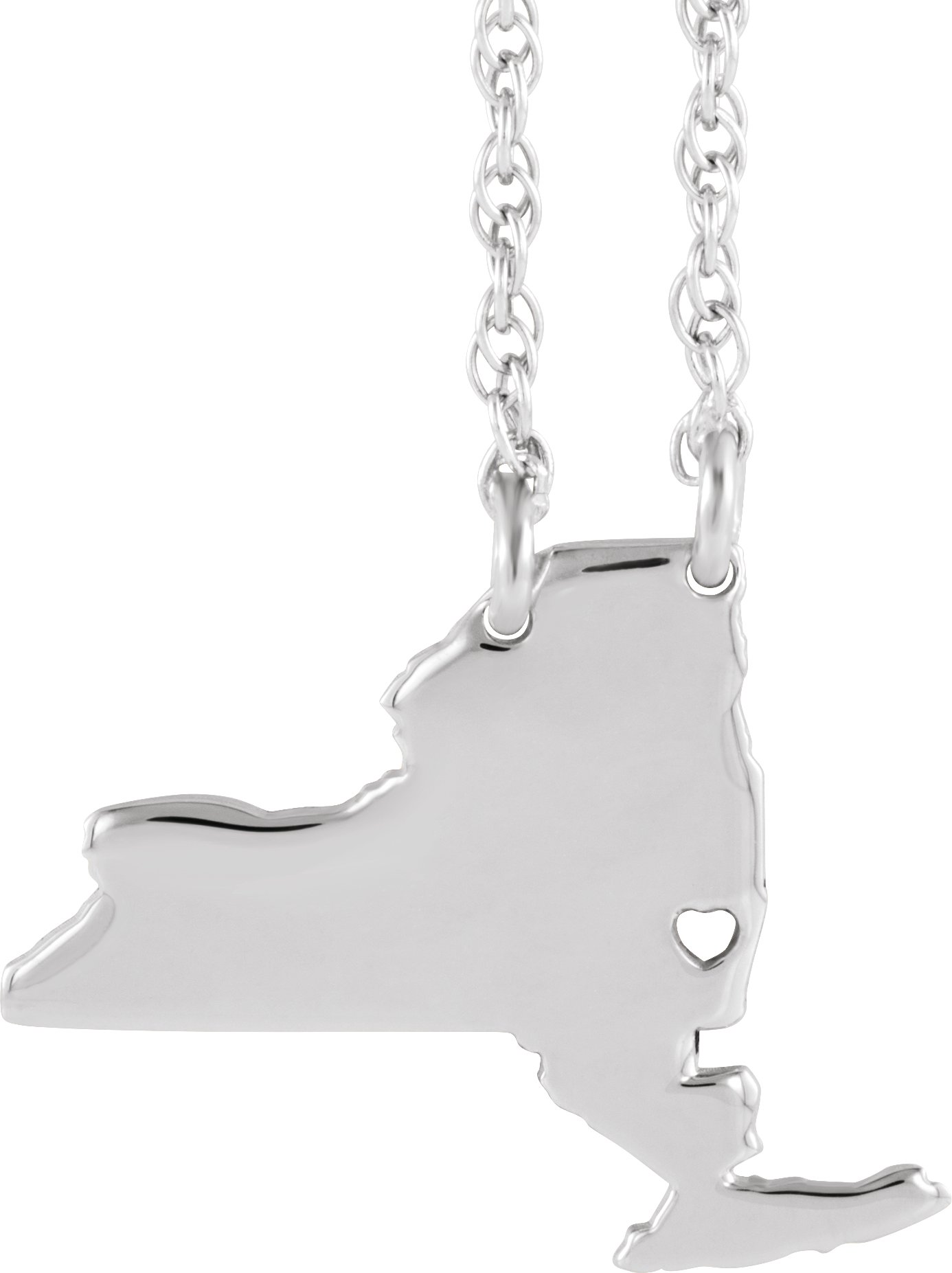 Engravable State with Heart-Pierced City Necklace