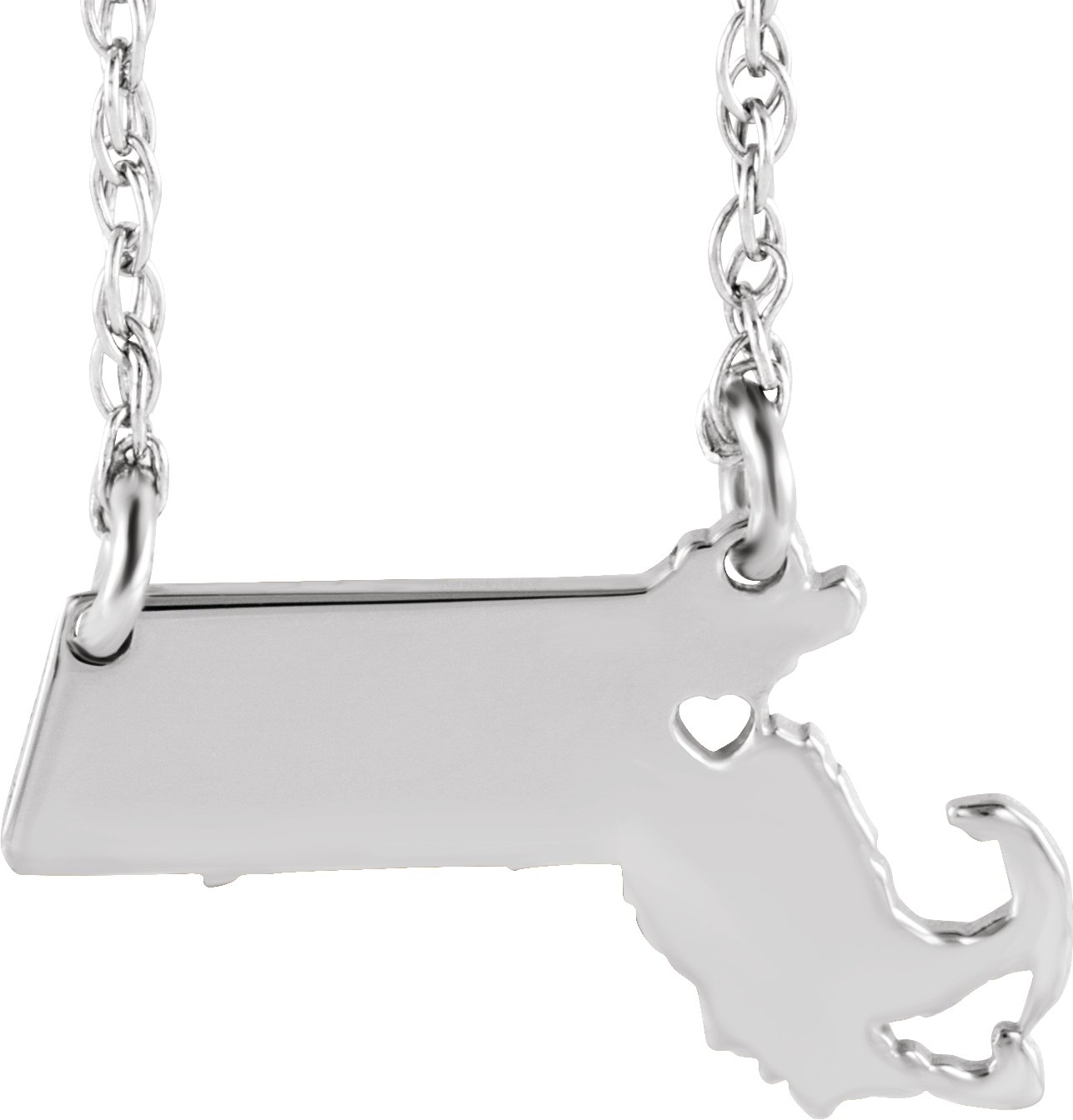 Engravable State with Heart-Pierced City Necklace