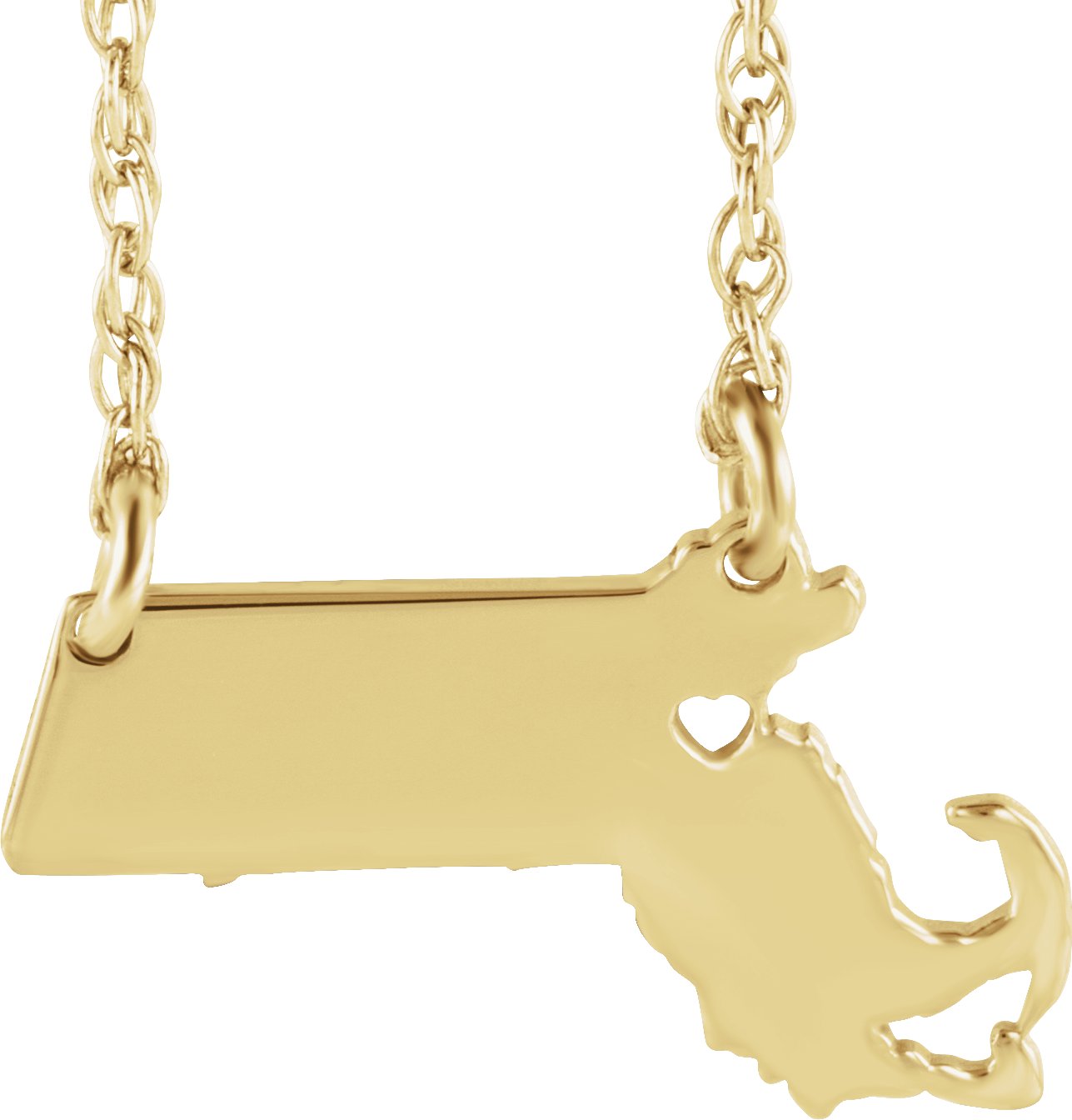 Engravable State with Heart-Pierced City Necklace