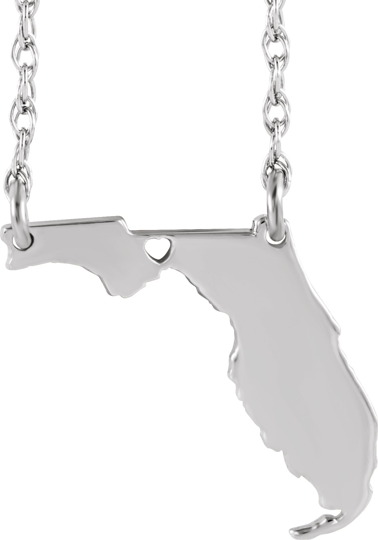 Engravable State with Heart-Pierced City Necklace