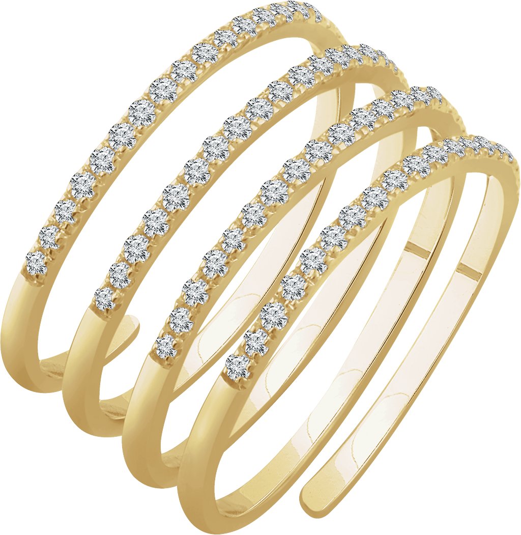 14K Yellow 1/2 CTW Diamond Spiral Ring