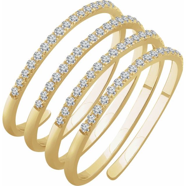 14K Yellow 1/2 CTW Natural Diamond Spiral Ring