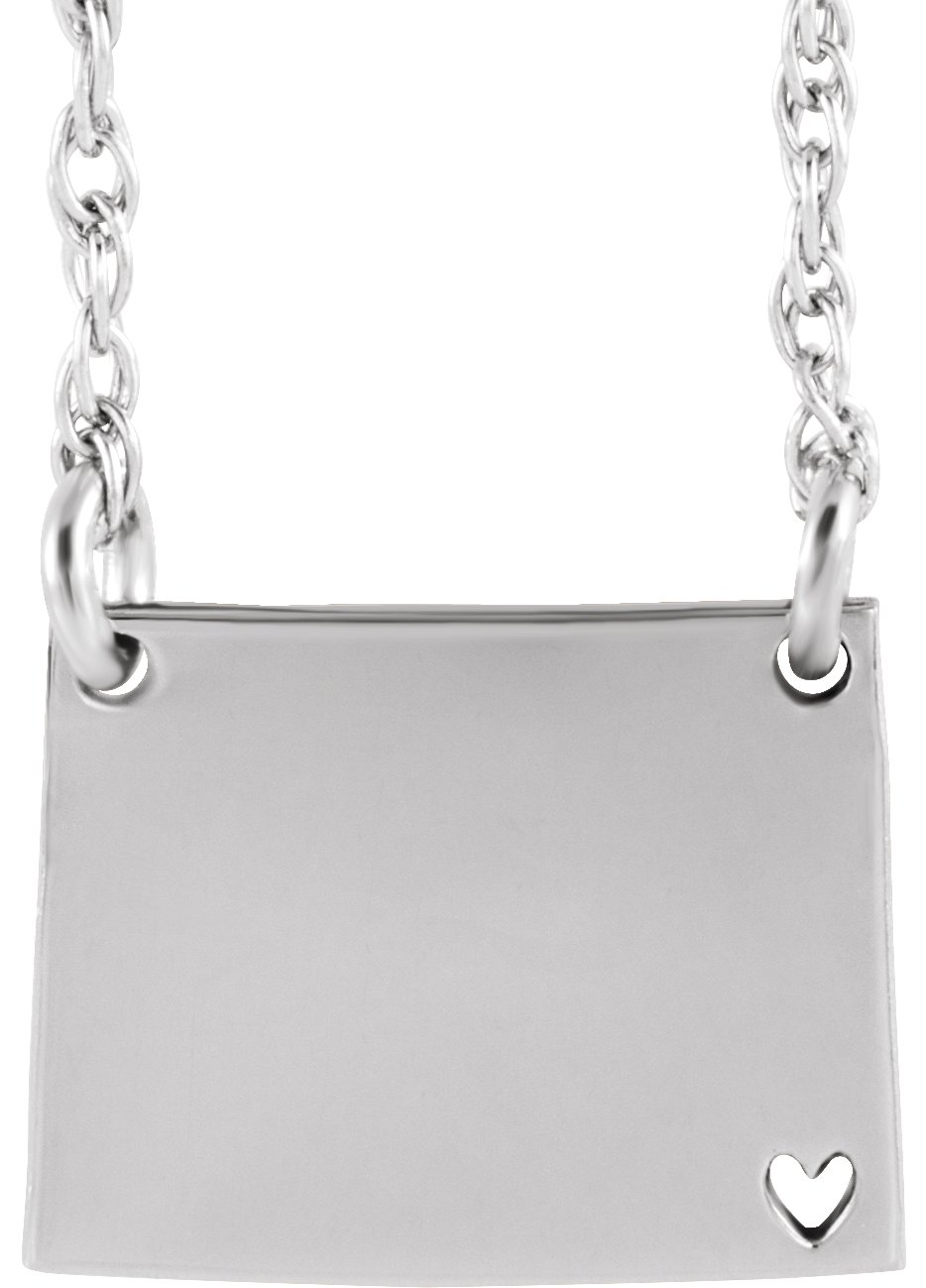 Engravable State with Heart-Pierced City Necklace