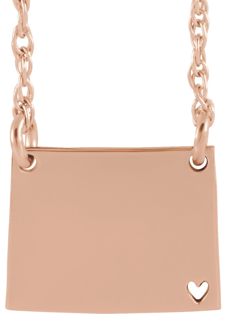 Engravable State with Heart-Pierced City Necklace