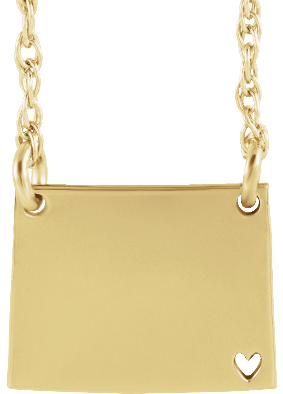 Engravable State with Heart-Pierced City Necklace