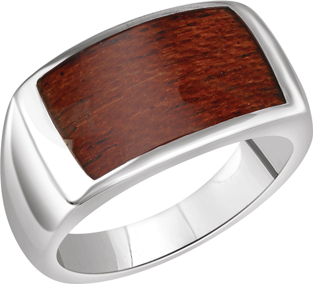 14K White Men-s Rectangle Ring 